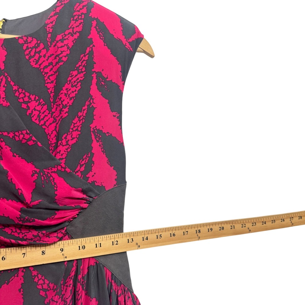 Whistles Silk Abstract Print Sheath Dress Women 2 Pink Grey NWT Cap Sleeve - Picture 6 of 10